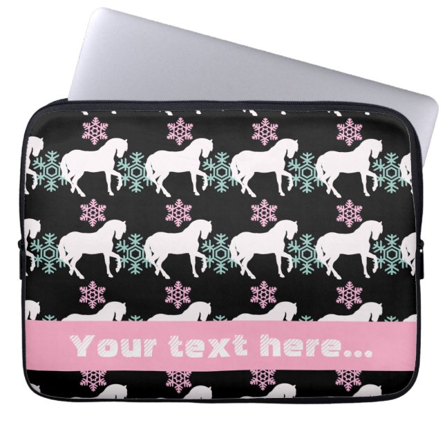 Horse Snowflake Pattern Laptop Sleeve (Front)