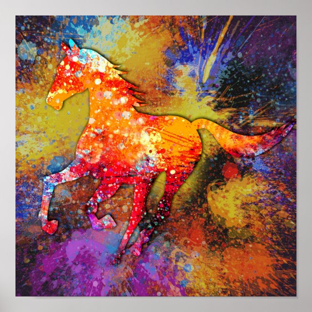 Horse Splash Painting Poster (Front)