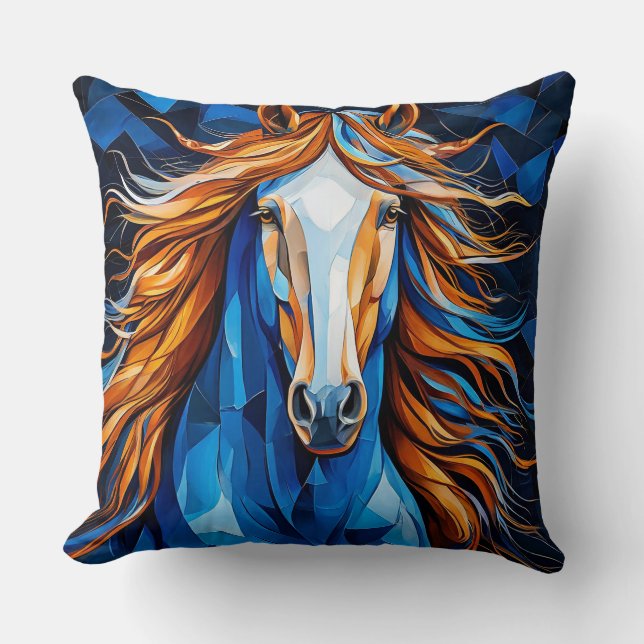 Horse Stained Glass Throw Pillow (Front)