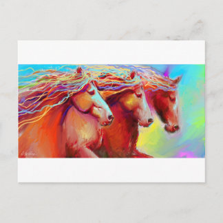 horse stampede paintingnovikova postcard
