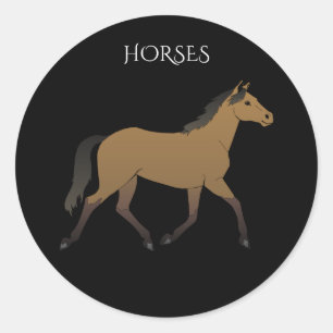 Horse Stickers, Black / Brown / White Classic Round Sticker