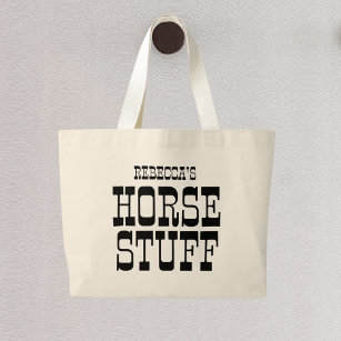 Horse Stuff   Custom Name Equestrian Barn Large Tote Bag