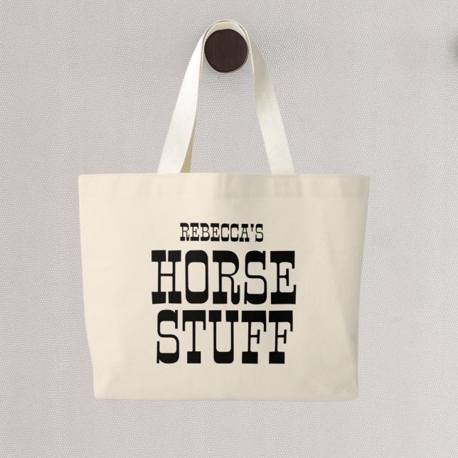 Horse Stuff | Custom Name Equestrian Barn Large Tote Bag