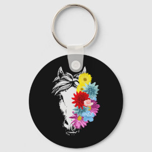 Horse Sunflower Cute Horseback Riding Flower Lover Keychain