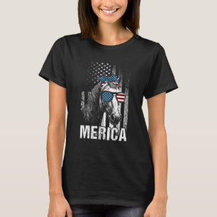 Horse Sunglasses  Animal  American Flag Patriotic T-Shirt