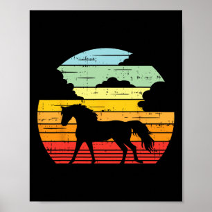 Horse Sunset Retro Horseback Riding Animal Equestr Poster