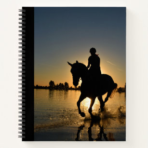 Horse Sunset Ride Daytime Nighttime Running Pretty Notebook