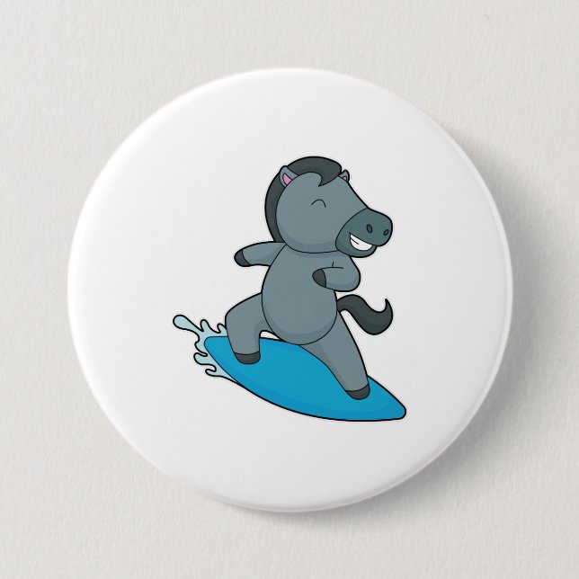 Horse Surfer Water sports 3 Inch Round Button (Front)