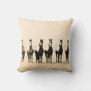 Horse T-shirt, Equestrian Shirt, Sunlit Horses Throw Pillow
