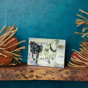 Horse Team in Snow by Edvard Munch Plaque