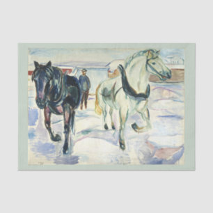 Horse Team in Snow by  Edvard Munch Tissue Paper
