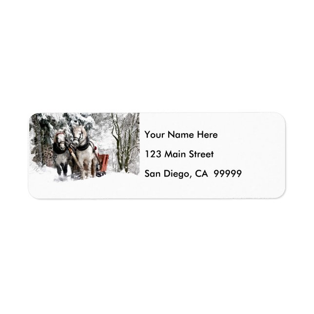 Horse Team Sleigh Ride Through Snowy Woods (Front)