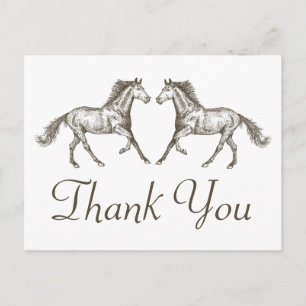 Horse Thank You Western Wedding Country Rustic Postcard