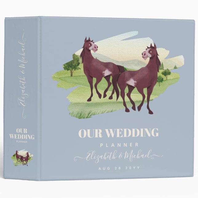 Horse Themed Country Western Rustic Wedding Binder (Front/Spine)