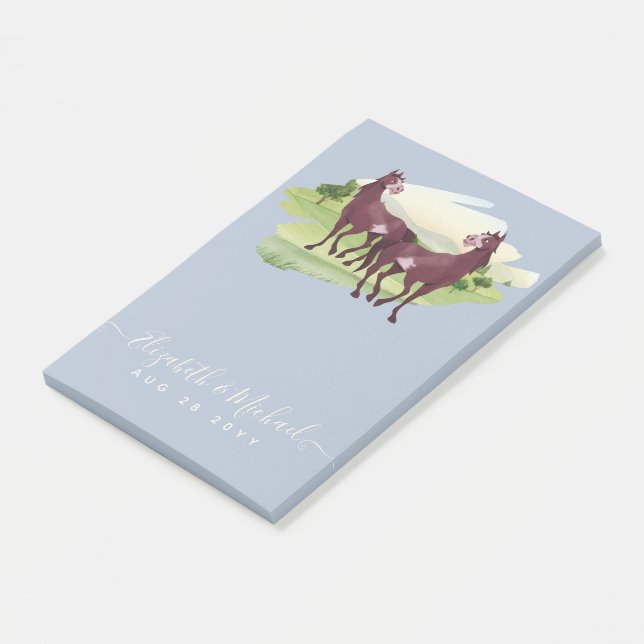 Horse Themed Country Western Rustic Wedding Post-it Notes (Angled)