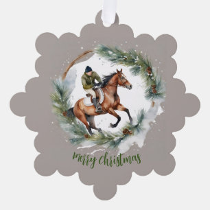 Horse Themed Winter Christmas Gift Tag Ornament Card