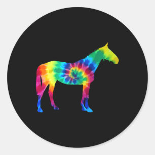 Horse Tie Dye Vintage Hippie Riding Rider Horses Classic Round Sticker
