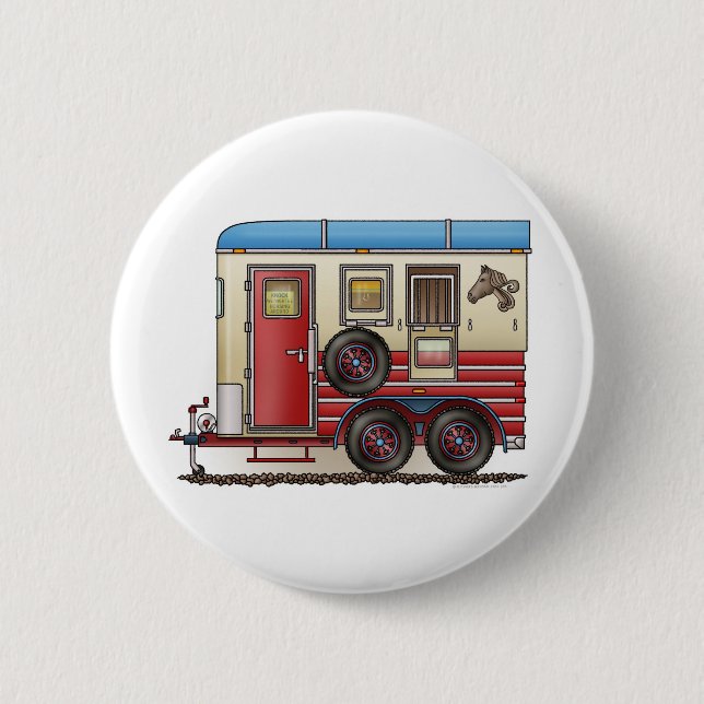 Horse Trailer Camper 2 Inch Round Button (Front)