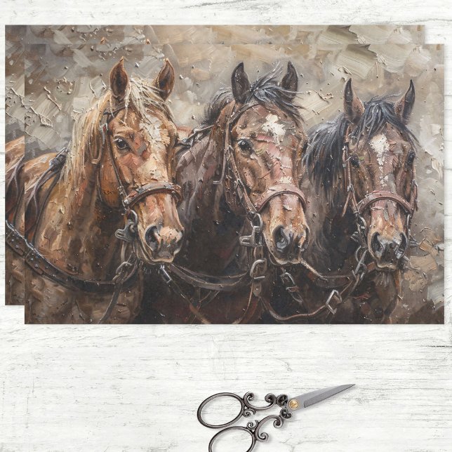 Horse Trio Rustic Western Decoupage Tissue Paper (Creator Uploaded)