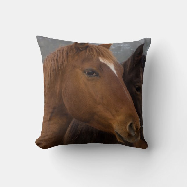 Horse Triplets Throw Pillow (Front)
