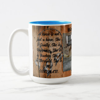 Horse Two-Tone Mug with feathers, 15 oz