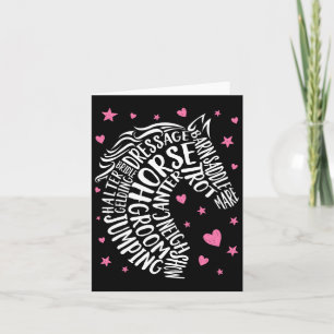 Horse Typography Word Art Equestrian Girls Horseba Card