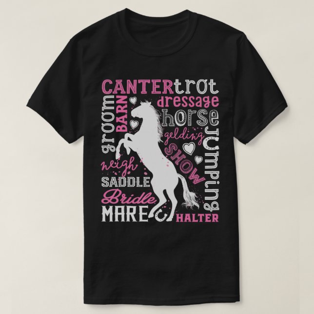 Horse Typography Word Art Equestrian Girls Horseba T-Shirt (Design Front)