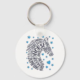 Horse Typography Word Art Girls Horseback Riding E Keychain