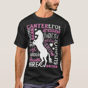 Horse Typography Word Art Girls Horseback Riding E T-Shirt