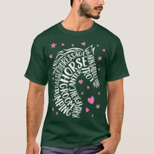Horse Typography Word Art Girls Horseback Riding E T-Shirt