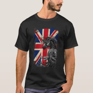 Horse Uk British Flag  Black Aboriginal Horse Vint T-Shirt