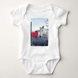 HORSE Valentine heart Baby Bodysuit