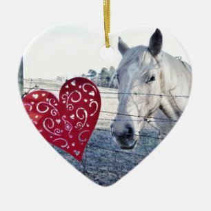 HORSE Valentine heart Ceramic Ornament