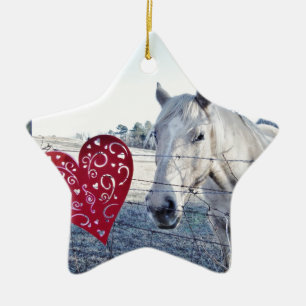 HORSE Valentine heart Ceramic Ornament
