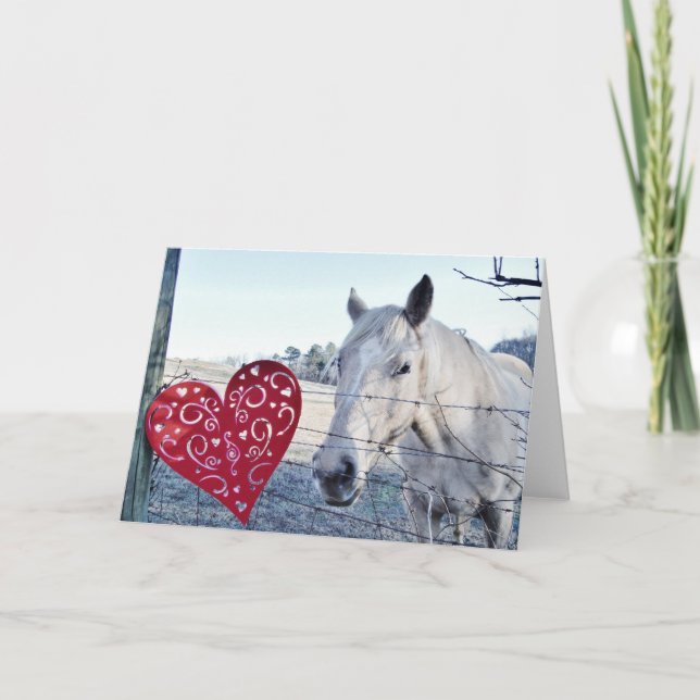 HORSE Valentine heart Holiday Card (Front)