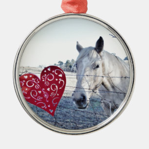 HORSE Valentine heart Metal Ornament