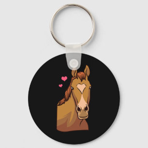 Horse Valentines Day Shirt Heart Pony Horseback Ri Keychain