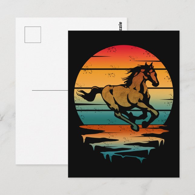 horse vintage sunset  postcard (Front/Back)