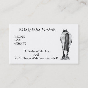 HORSE WALKING AWAY: LEAVE SATISFIED: BUSINESS CARD