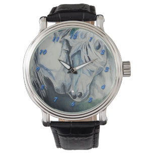 Horse Watch, Blue with Blue Numbers Watch