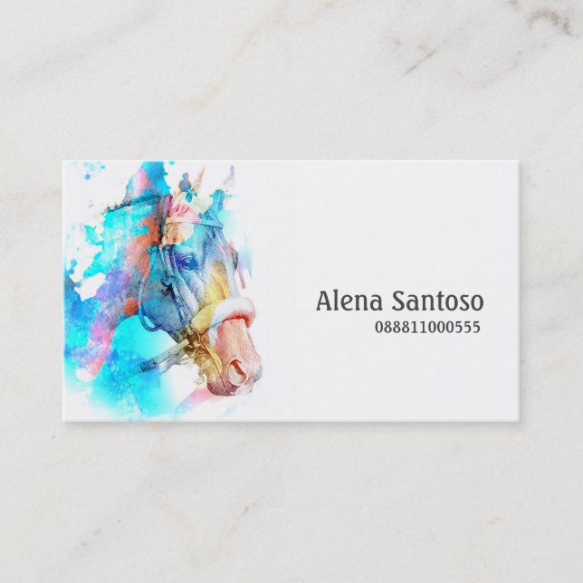 Horse Watercolor Business Card (Front)