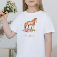 Horse Watercolor Custom Name Pony T-Shirt