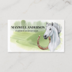 Horse Watercolor Ferrier Stable Horseshoe Business Card
