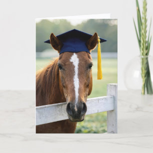 Horse Wearing a Graduate Cap Card