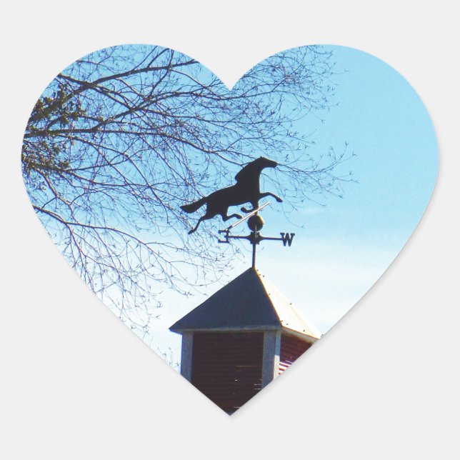 Horse Weather Vane Blue Sky Heart Sticker (Front)