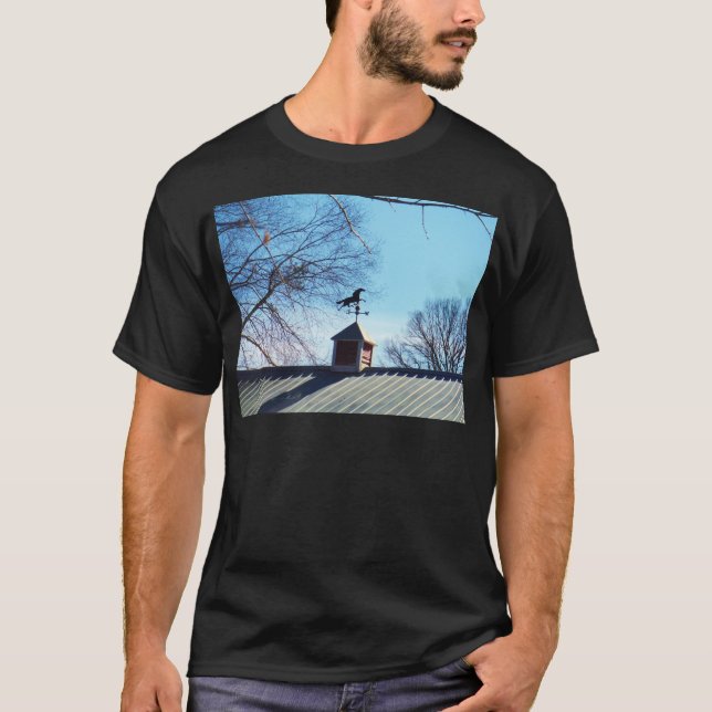 Horse Weather Vane Blue Sky T-Shirt (Front)