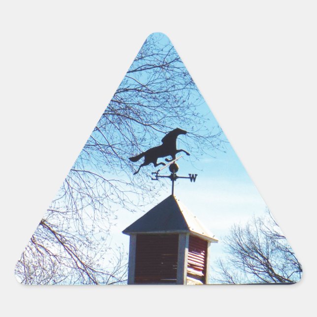 Horse Weather Vane Blue Sky Triangle Sticker (Front)