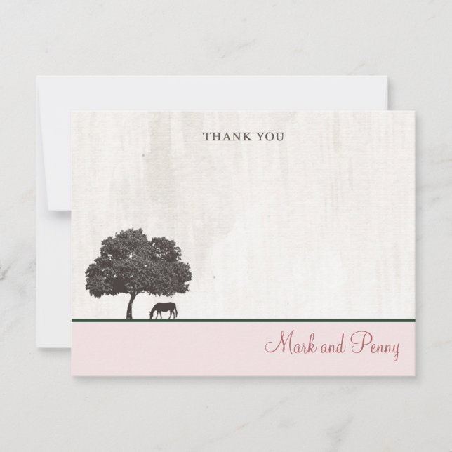 Horse Wedding Thank You Stationery Note Cards (Front)
