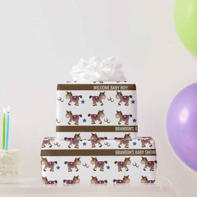Horse Western Boy Baby Shower New Baby Wrapping Paper (Party Gifts)