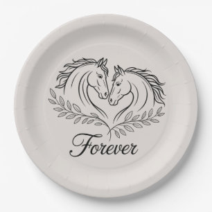 Horse Western Country Elegant Rustic Wedding Paper Plate